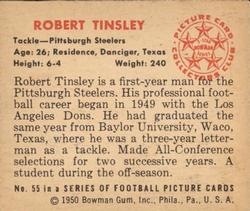 1950 Bowman #55 Robert Tinsley Back