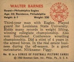 1950 Bowman #61 Walter Barnes Back