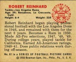 1950 Bowman #87 Robert Reinhard Back