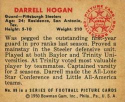 1950 Bowman #89 Darrell Hogan Back
