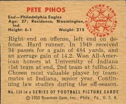 1950 Bowman #134 Pete Pihos Back