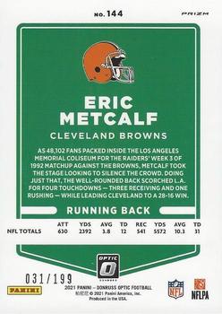 2021 Donruss Optic - Orange #144 Eric Metcalf Back