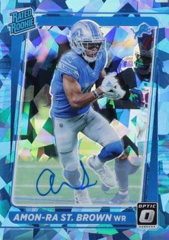2021 Donruss Optic - Rated Rookies RPS Autographs Ice #228 Amon-Ra St. Brown Front