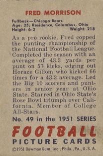 1951 Bowman #49 Fred Morrison Back