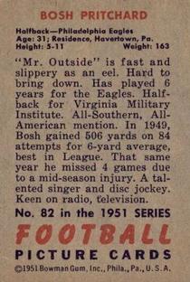 1951 Bowman #82 Bosh Pritchard Back