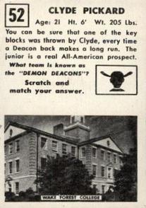 1951 Topps Magic #52 Clyde Pickard Back