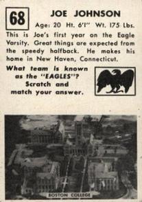 1951 Topps Magic #68 Joe Johnson Back