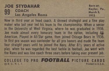 1952 Bowman Large #99 Joe Stydahar Back