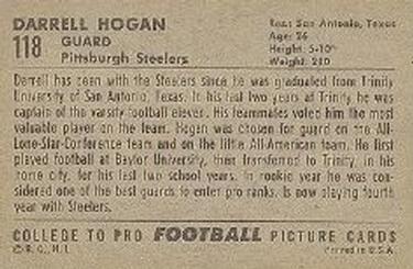 1952 Bowman Large #118 Darrell Hogan Back