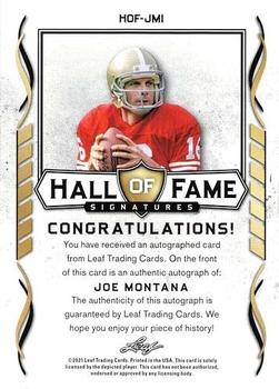 2021 Leaf Signature Hall of Fame - Blue #HOF-JM1 Joe Montana Back