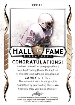 2021 Leaf Signature Hall of Fame - Green #HOF-LL1 Larry Little Back