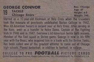 1952 Bowman Small #19 George Connor Back