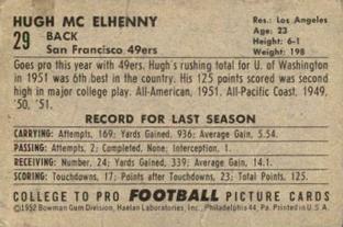 1952 Bowman Small #29 Hugh McElhenny Back