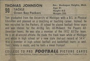 1952 Bowman Small #90 Tom Johnson Back