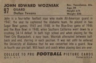 1952 Bowman Small #97 John Wozniak Back