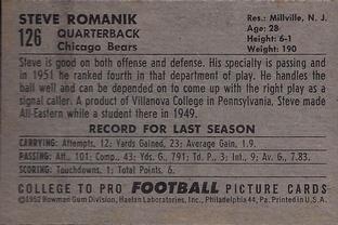 1952 Bowman Small #126 Steve Romanik Back