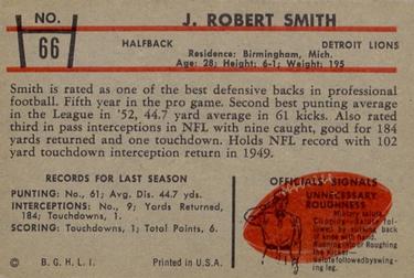 1953 Bowman #66 Robert Smith Back