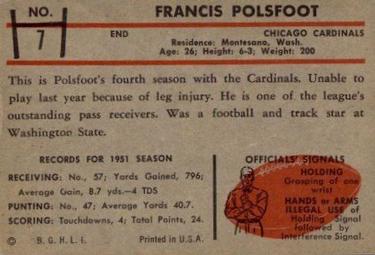1953 Bowman #7 Francis Polsfoot Back