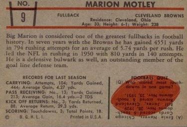 1953 Bowman #9 Marion Motley Back