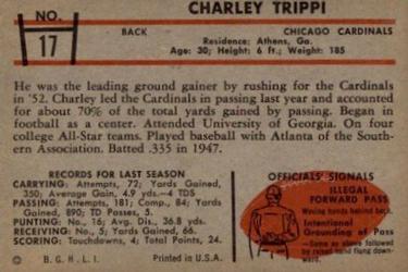 1953 Bowman #17 Charley Trippi Back