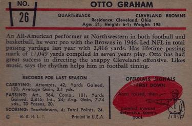 1953 Bowman #26 Otto Graham Back