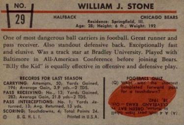 1953 Bowman #29 Billy Stone Back