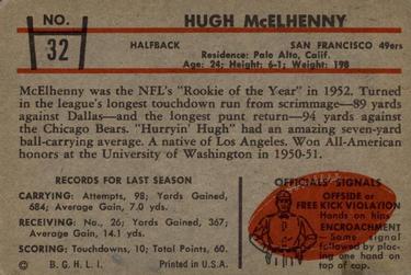 1953 Bowman #32 Hugh McElhenny Back