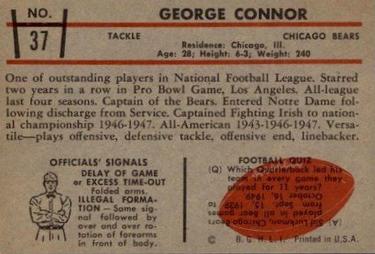 1953 Bowman #37 George Connor Back
