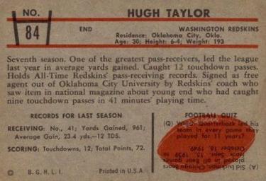 1953 Bowman #84 Hugh Taylor Back