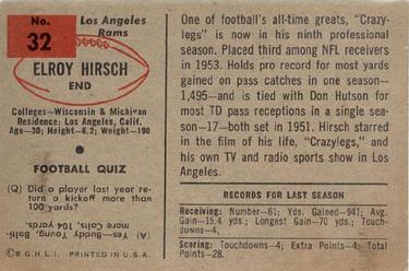 1954 Bowman #32 Elroy Hirsch Back
