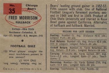 1954 Bowman #35 Fred Morrison Back