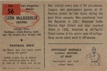 1954 Bowman #56 Leon McLaughlin Back