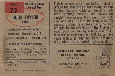 1954 Bowman #73 Hugh Taylor Back