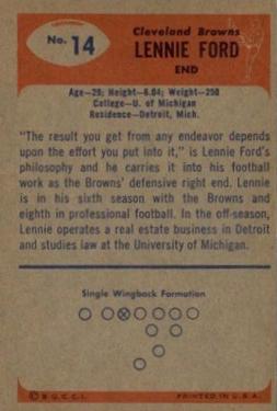 1955 Bowman #14 Len Ford Back