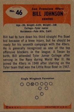 1955 Bowman #46 Bill Johnson Back