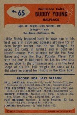 1955 Bowman #65 Buddy Young Back