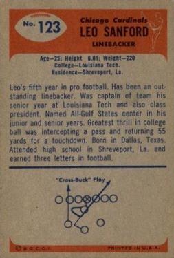 1955 Bowman #123 Leo Sanford Back