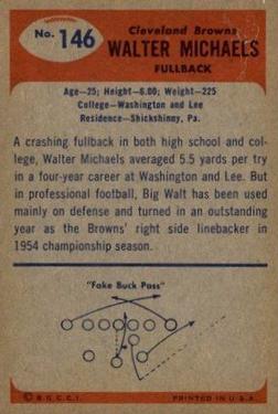 1955 Bowman #146 Walt Michaels Back