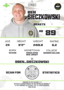 2021 Parkside Fan Controlled Football Season v1.0 Commemorative Set #20 Ben Sieczkowski Back