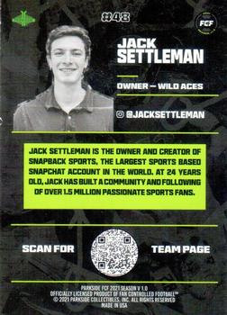 2021 Parkside Fan Controlled Football Season v1.0 Commemorative Set #48 Jack Settleman Back