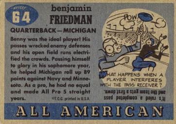 1955 Topps All-American #64 Benny Friedman Back