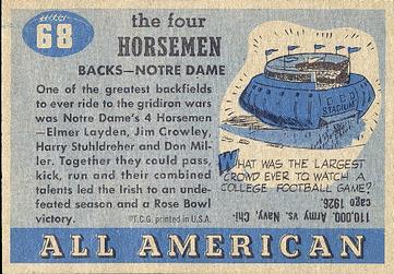 1955 Topps All-American #68 The Four Horsemen Back