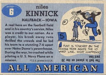 1955 Topps All-American #6 Nile Kinnick Back