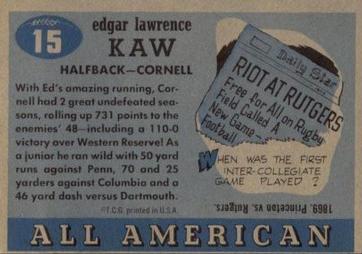 1955 Topps All-American #15 Eddie Kaw Back