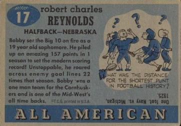 1955 Topps All-American #17 Bob Reynolds Back