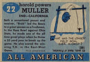1955 Topps All-American #22 Brick Muller Back