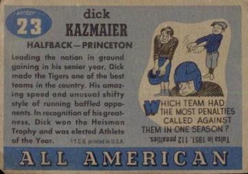 1955 Topps All-American #23 Dick Kazmaier Back