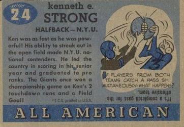 1955 Topps All-American #24 Ken Strong Back