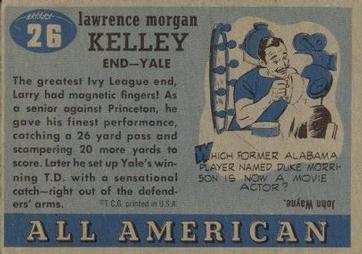 1955 Topps All-American #26 Larry Kelley Back