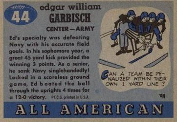 1955 Topps All-American #44 Ed Garbisch Back